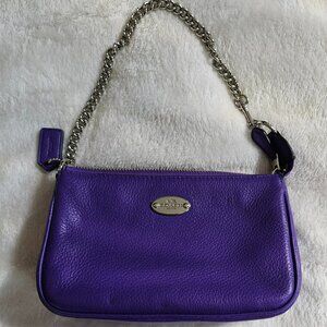 Authentic Coach 19" Purple Pebble Leather Clutch